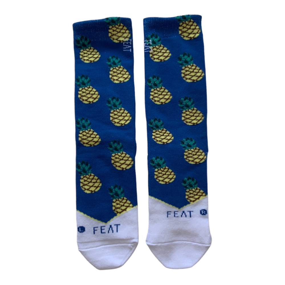 Feat Unisex‎ Blue and Yellow Pineapple Pattern Crew Socks Women’s or Men’s